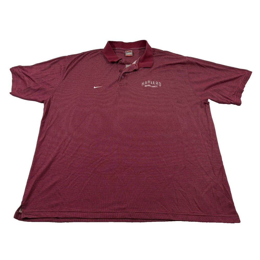 VTG 90's Nike Harvard Basketball Red Polo Shirt Short Sleeve Golf Fit Dry Sz 2XL